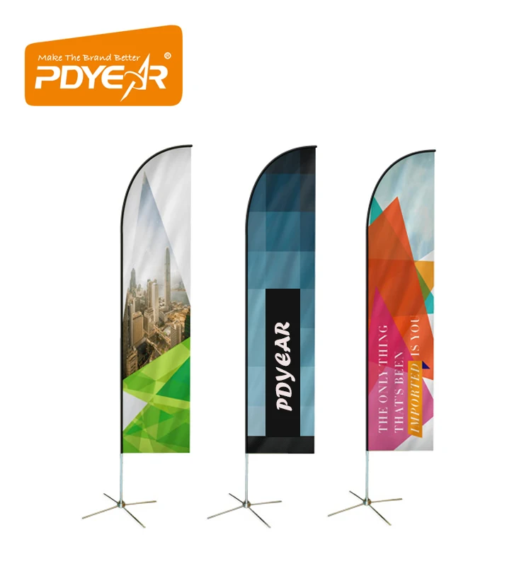 2025 New advertising Outdoor Custom Design Flying Banner Fiberglass Pole Feather Teardrop Beach Blade Knife Flags