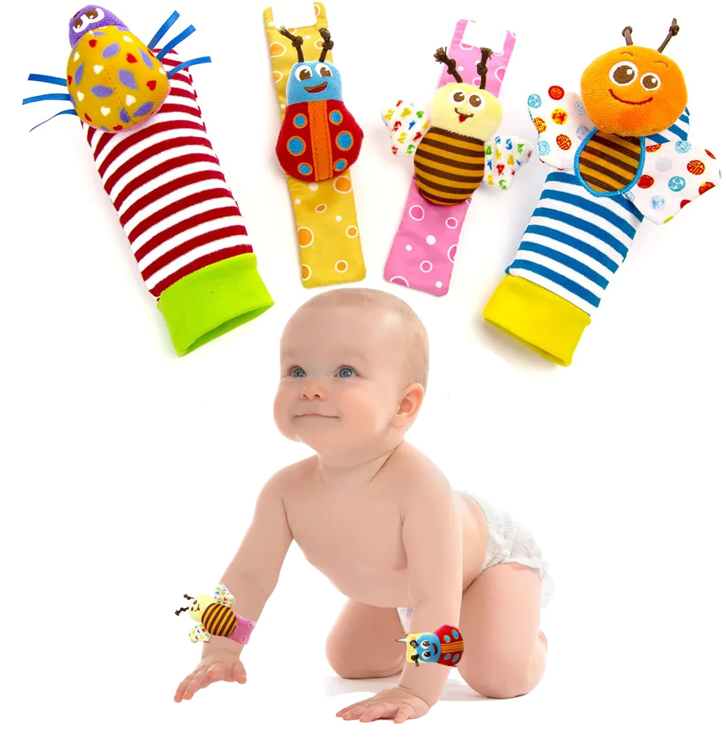 Sonajas Infant Baby Kids Socks rattle toys Wrist Rattle and Foot Socks 0~24 Months