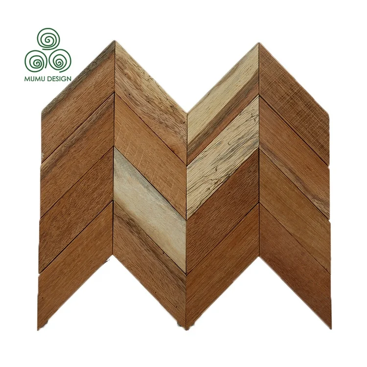 Dongguan MUMU Design Mixed Color Old Ship Wooden Slat Decor Panel Art Tiles Wooden Mosaic for Wall