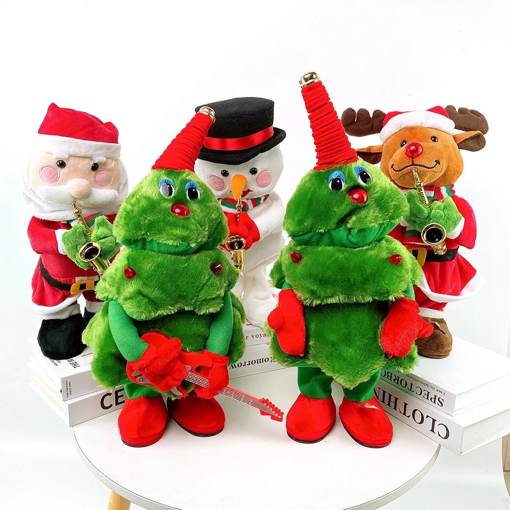 Custom Santa Claus Doll Dancing Christmas Tree Electronic Plush Toys Gifts Ornaments for Children Singing Electric Toy
