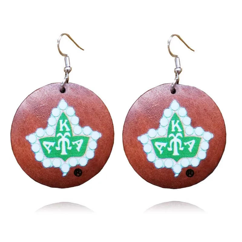 Серьги из натурального дерева с африканскими греческими буквами Дельта Тета Сорори, дизайнерские ювелирные изделия