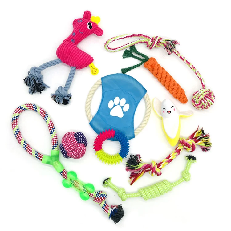 Amazon Hot Selling Combination Packs Interactive Training Toy Dental Custom Cotton Durable Rope Dog Chew Set Pet Toy Ball