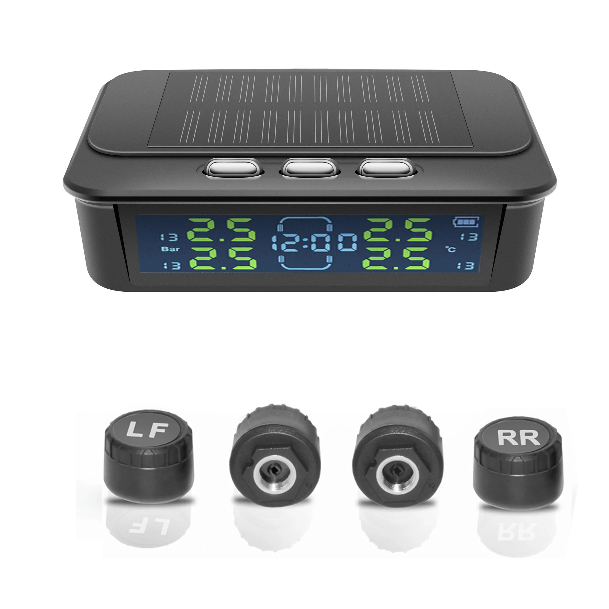 Wireless tire pressure detector 433Mhz with clock high-definition display tire pressure monitoring system (tpms)
