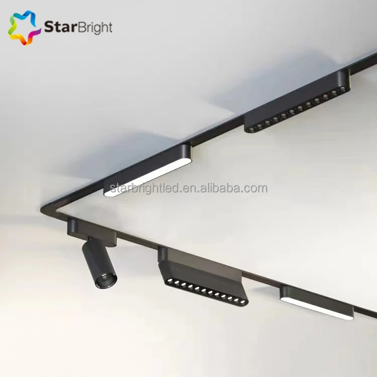 Aluminum Alloy Housing Black Modern Rail Lighting Adjustable ultra Thin Led Magnetic Track Light 30w Led Track Light