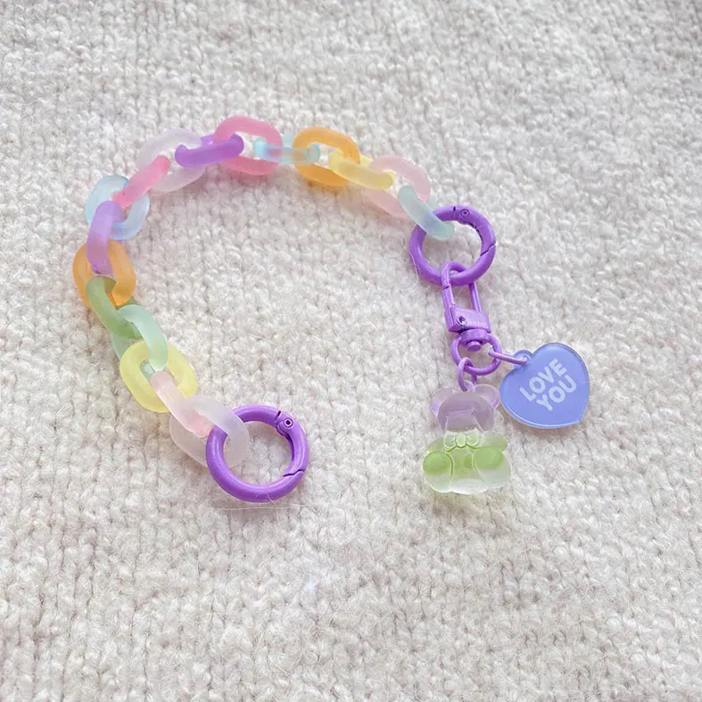 Cartoon Cute Bear Girly Frosted Soft Sweets Jelly Acrylic Resin Mobile Phone Case Bag Accessories Keychain