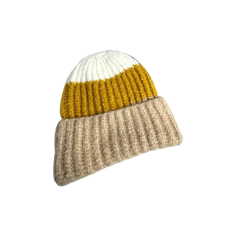 Customized Mohair Cuffed Crochet Beanie Hat Fashion Warm Knitted Winter Hats