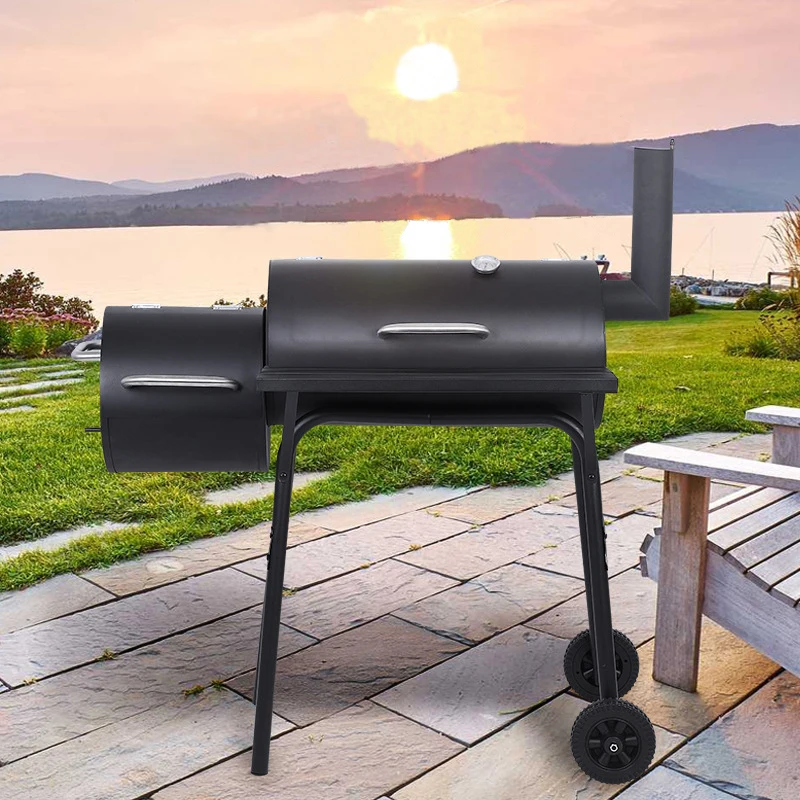 wholesale commercial vertical backyard twins offset charcoal smoker bbq grill