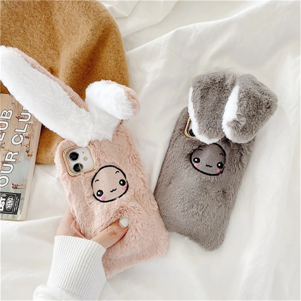 Hot Sale Girl Soft Rabbit Ears Plush Cartoon Phone Case For iPhone 12 Pro Max 11 X XS XR 7 8 plus SE