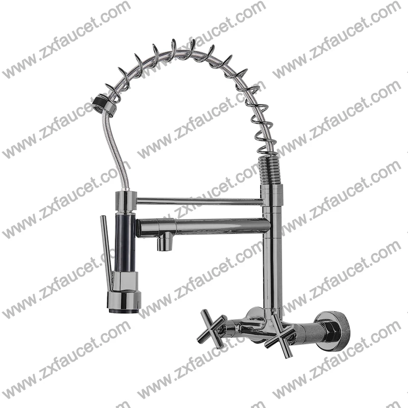 Zuoxuan American  Chrome Plated White Flexible Hose Mixer Tap Faucet For Kitchen