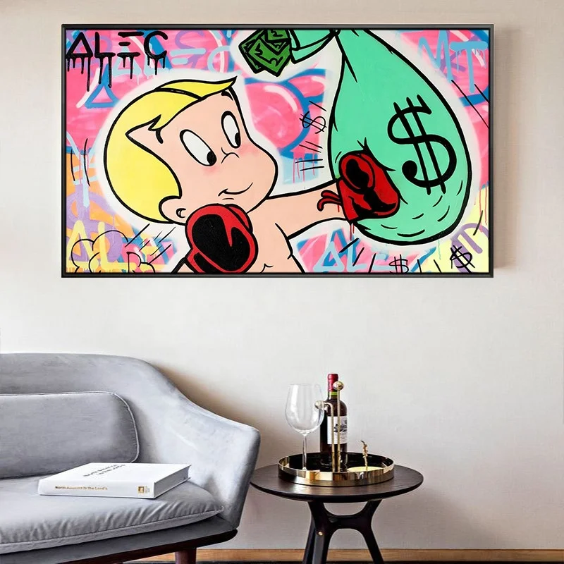 Alec Monopoly Oil Painting on Canvas hand painted Pop art paintings money art pictures Graffiti art Wall Decor design