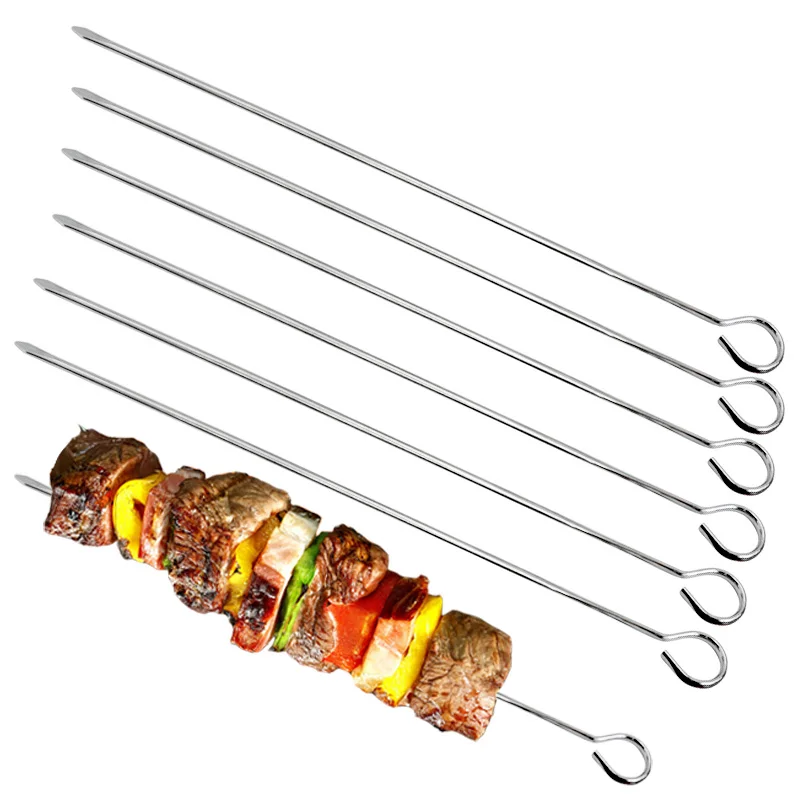 Metal Skewers For Grilling Kabob Skewers Flat BBQ Barbecue Skewer,Grilling Skewers Set,Reusable BBQ Sticks Skewers