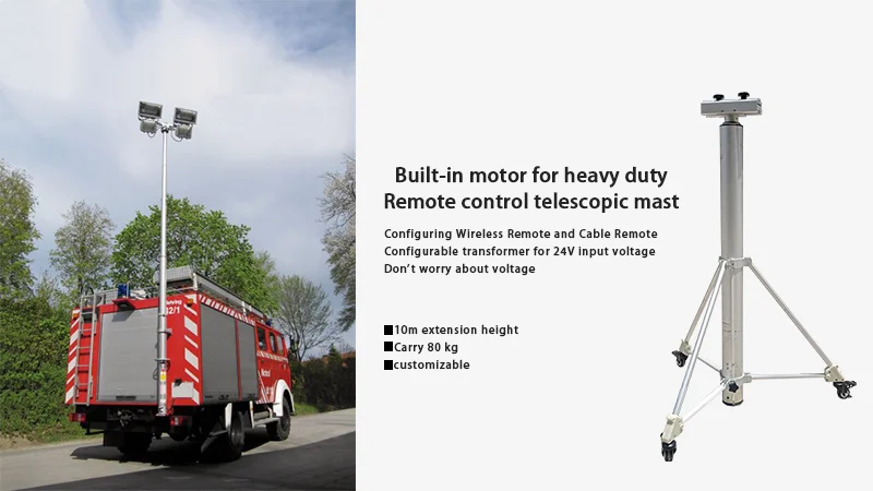 10m Portable Pneumatic Telescopic Field Masts with Tripod