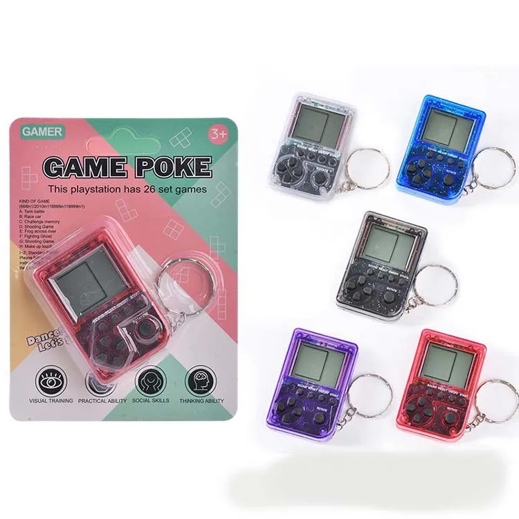 Free Shipping Vertical Transparent Game Poke Retro Handheld Gamings Mini Kids Portable Video Console Machine Toy Keychain