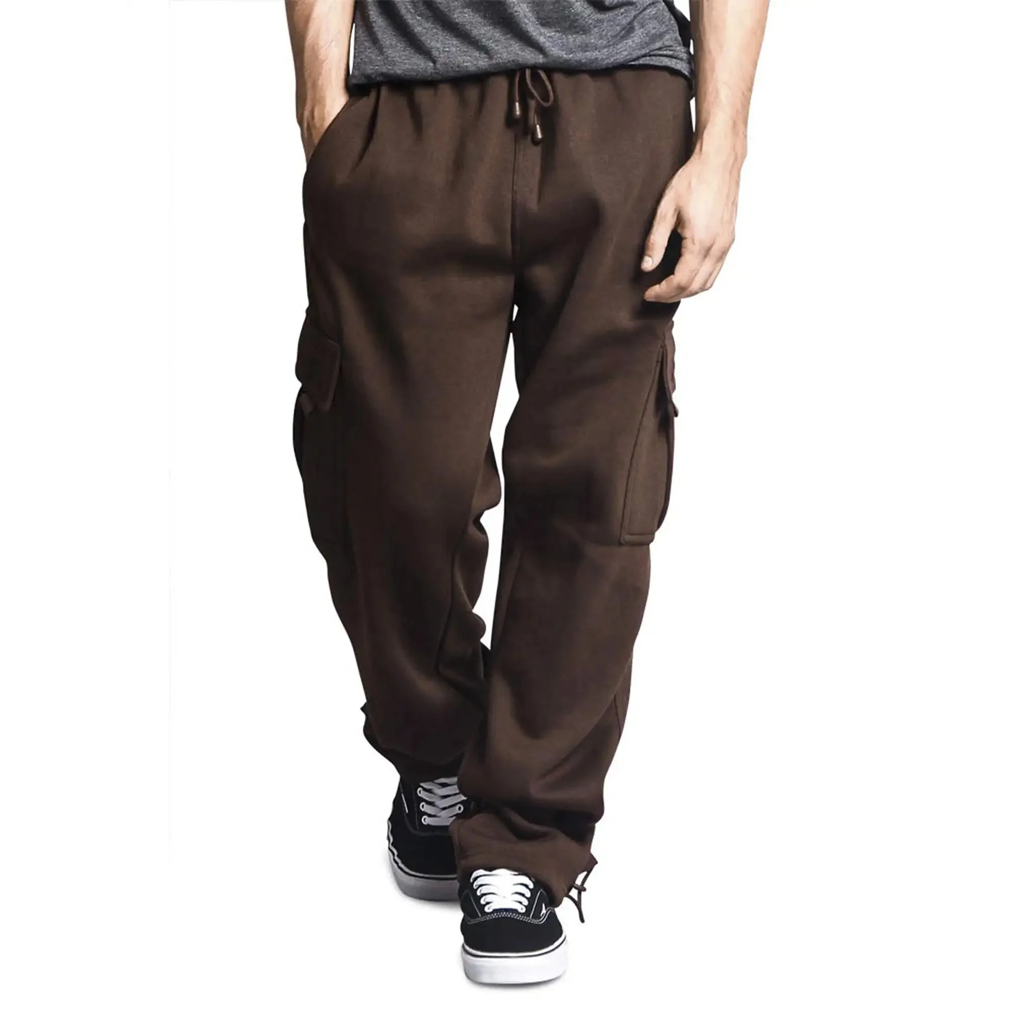 Custom Logo French Terry Trendy Streetwear Oversize Casual Sports Wide Leg Sweatpants Loose Baggy Cargo Pants For Men