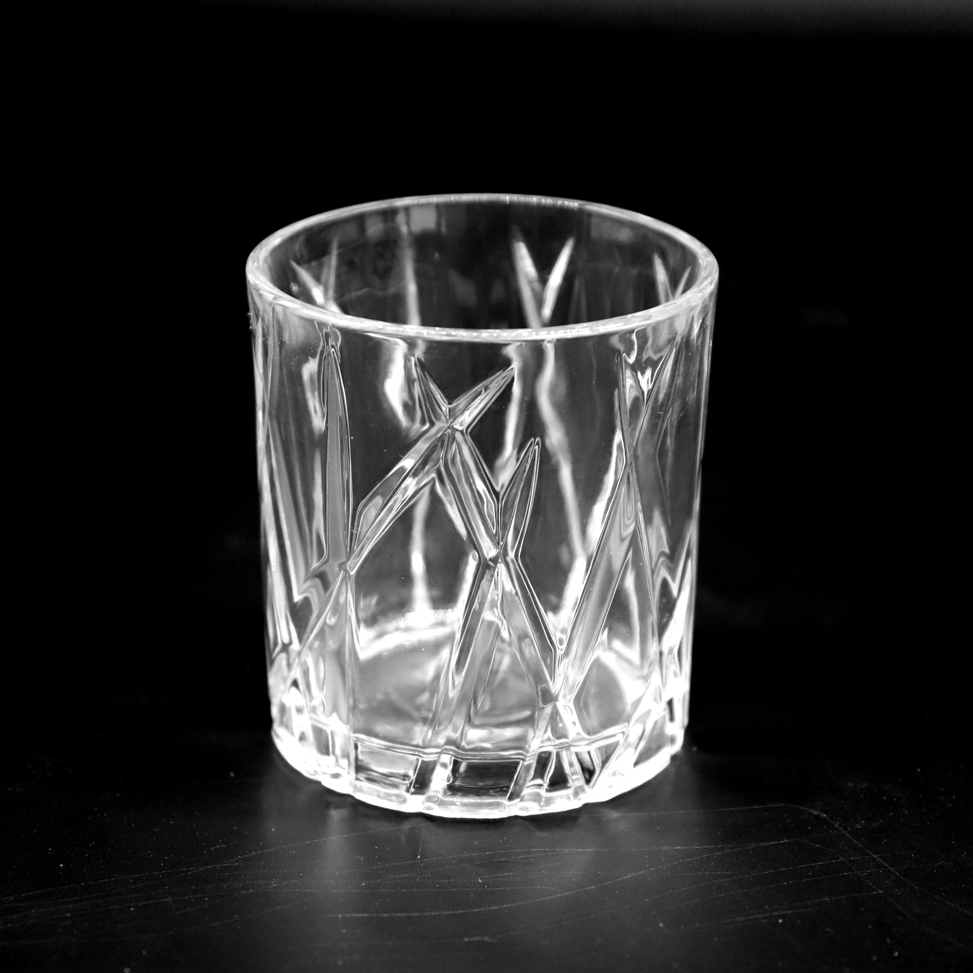 Wholesale Bar Drinkware Old Fashion 11oz Whisky Glass High Quality Engraved Pattern Glass Tumblers for Drinking Cognac