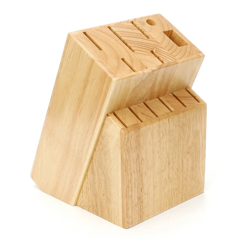 13 Slot Kitchen Knife Holder Rubber Wood Universal Knife Block Wooden Knife Holder for Kitchen Counter