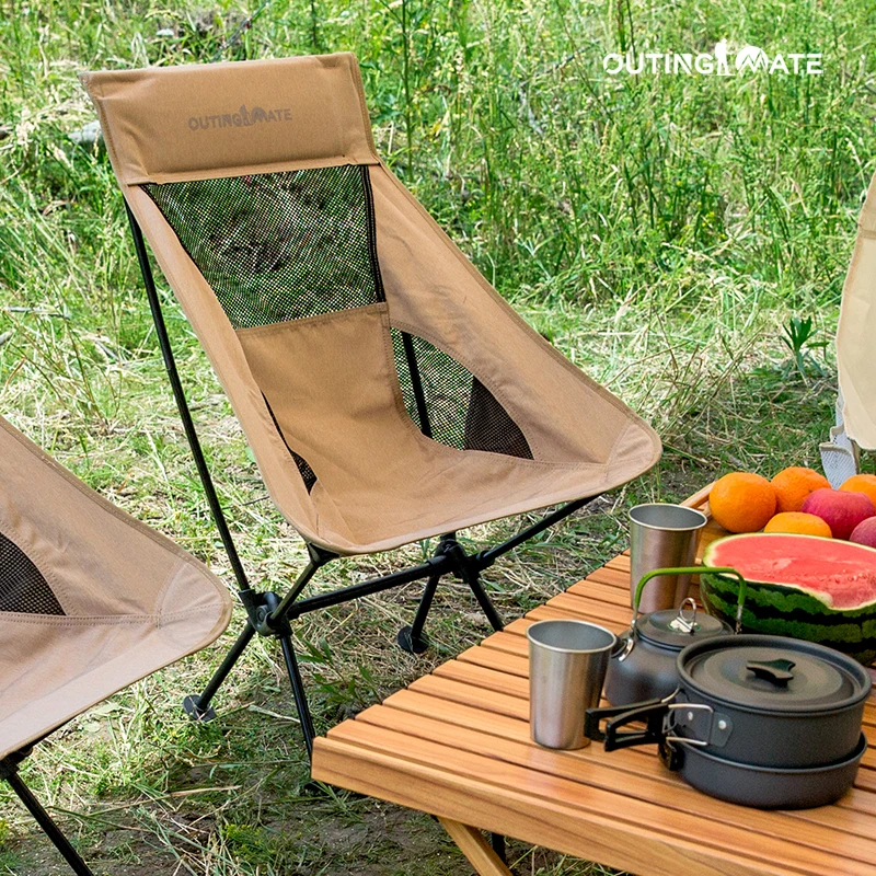 OUTINGMATE Custom Compact Lightweight Aluminum Outdoor HighBack Easy Folding Fishing Recline beach Portable Moon Camping Chair