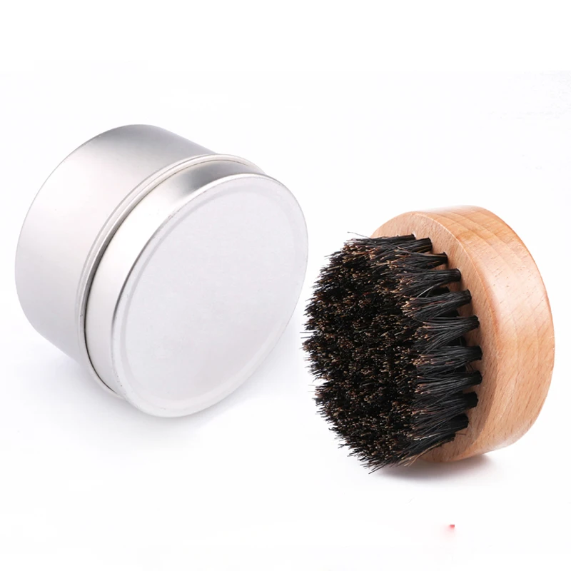 custom logo eco-friendly wood facial cleaning round beard brush