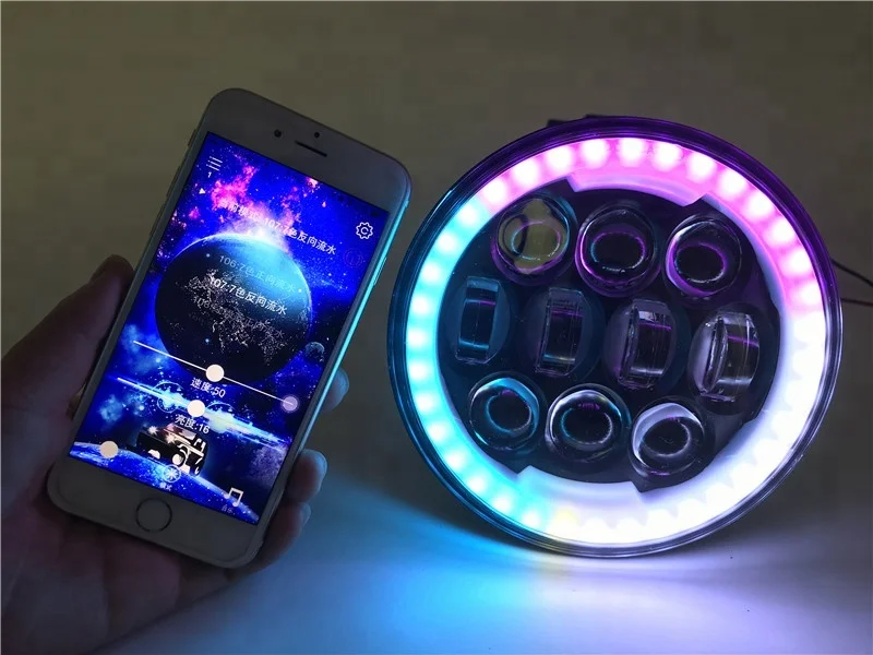 Новое поступление 5 3/4 светодиодные фары RGB halo мотоцикл точка SAE фара для harley 12v