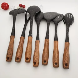 High quality 10 piece set of nylon wooden handle kitchen utensils and cooker accessories set wholesale