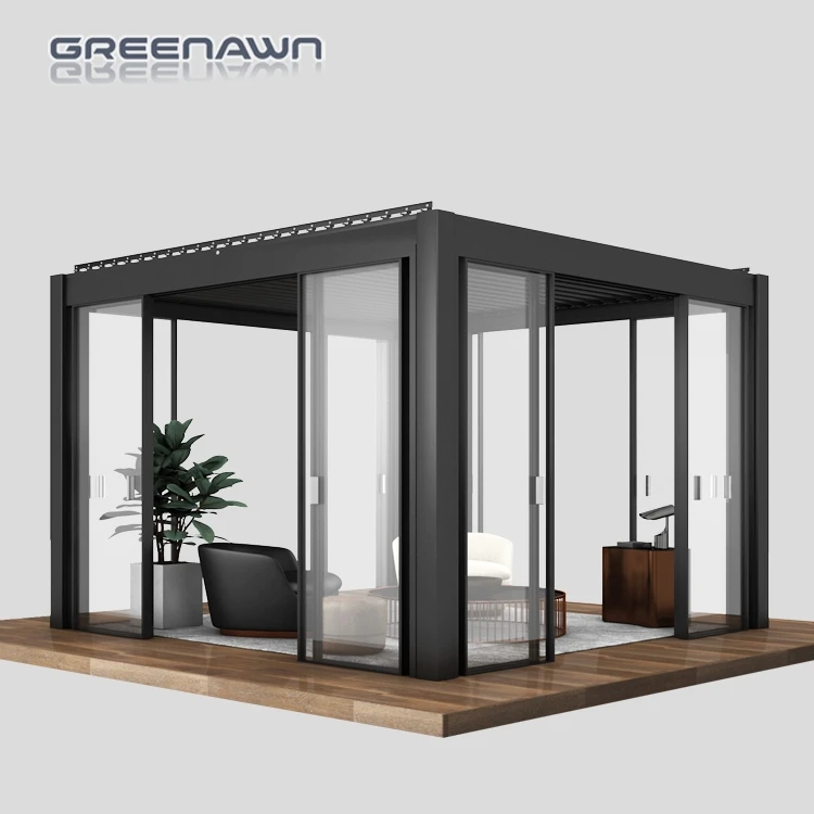Modern Outdoor Aluminum Pergola Motorized aluminium glass sunroom for solarium sunroom furniture sets