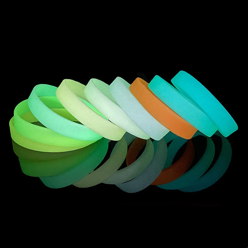 Silicone Bracelet Adult Glossy Monochrome Trendy Promotional Silicone Wristbands Solid Color Luminous Bracelet