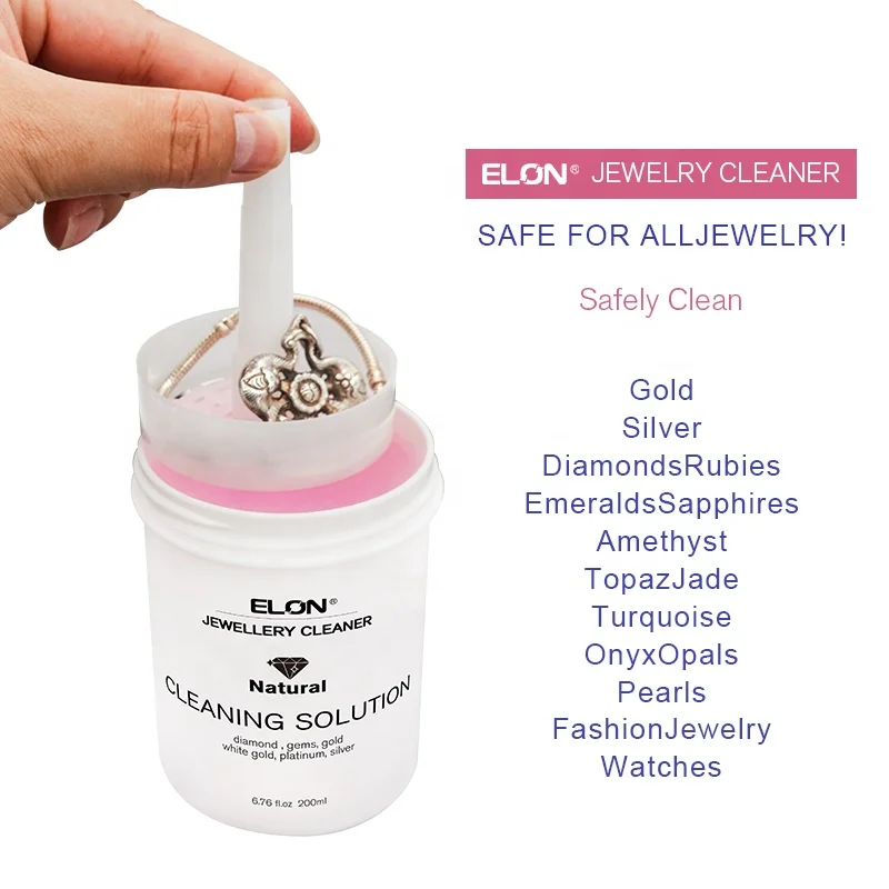 200ml Natural Jewelry Cleaner Liquid Non Toxic Liquid Solution Gold Silver Jewellery Cleaner Kit