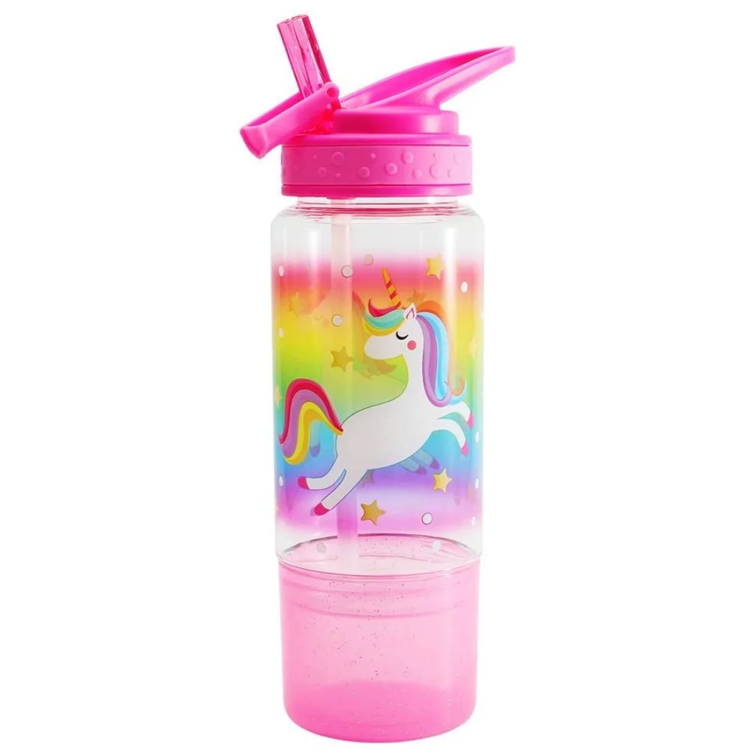 18oz Kids Water Drinking Sip Bottle with snack compartment - Tritan BPA Free, Flip Straw Lid, Easy Open