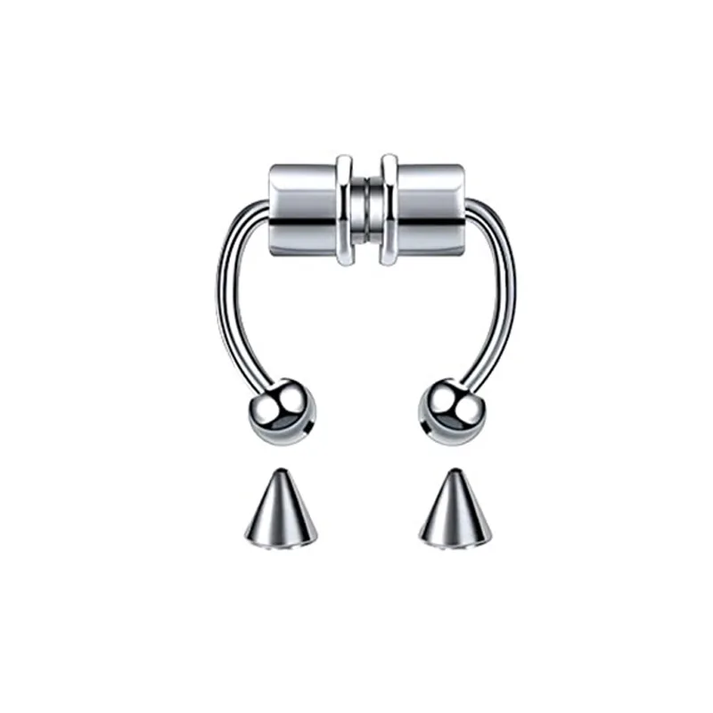 Puncture Stainless Steel False Nose Ring Horseshoe Ring Titanium Steel Nose Nail Non Perforated Nose Jewelry