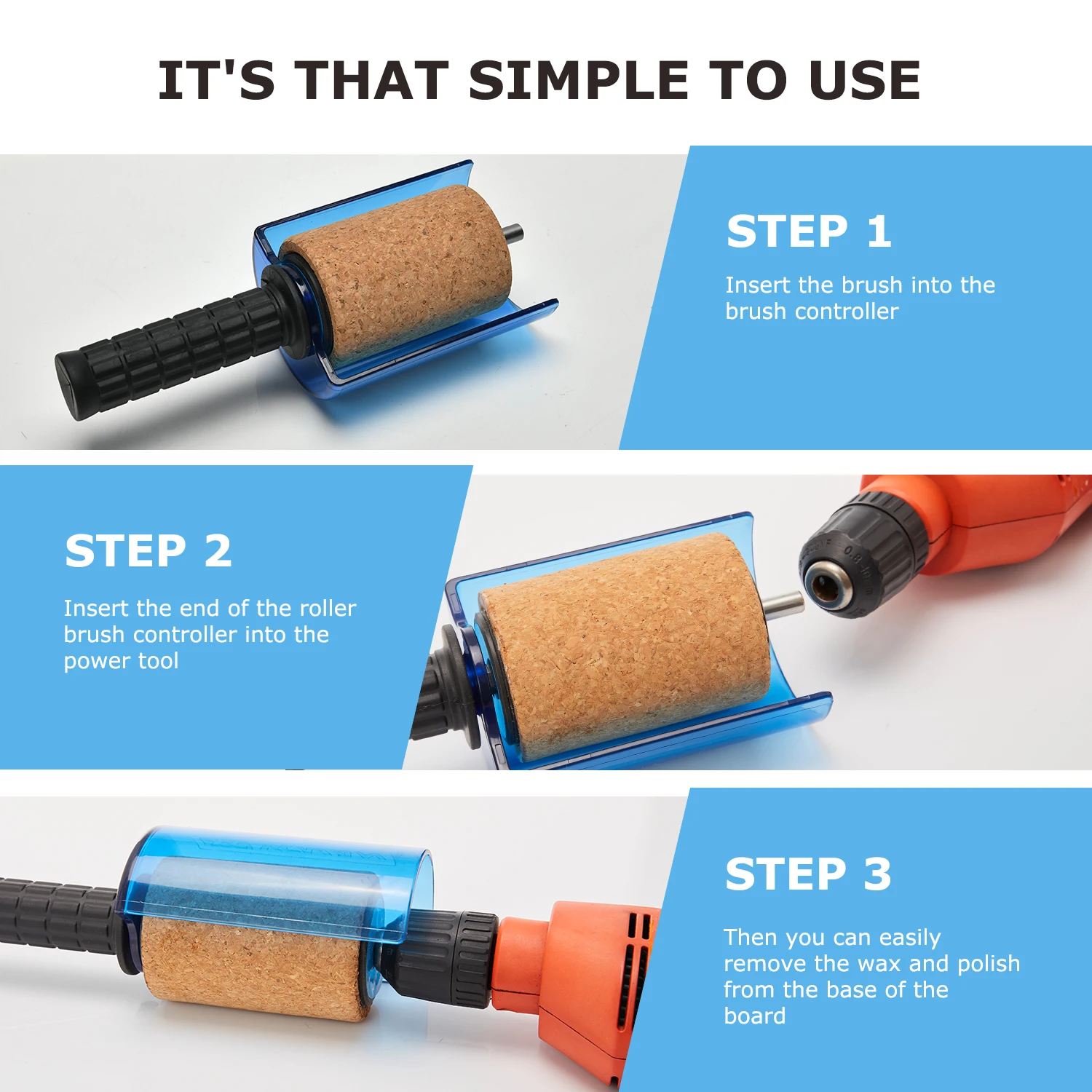 140MM Snowboard Rotory Combo Brush Nylon Cork Nylon Horsehair Roto Brush