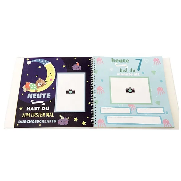 2022 new arrivals OEM custom design hot stamping spiral binding baby first-year memory-book and journal