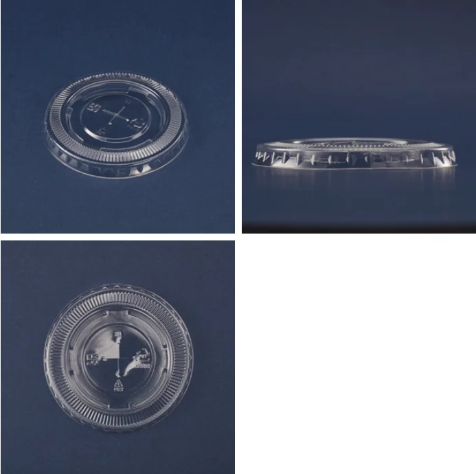 Single-use Crystal Clear PET Plastic Cross Flat Lids With Straw Slot for 12, 16, 20 & 24 oz. Milkshake Cups