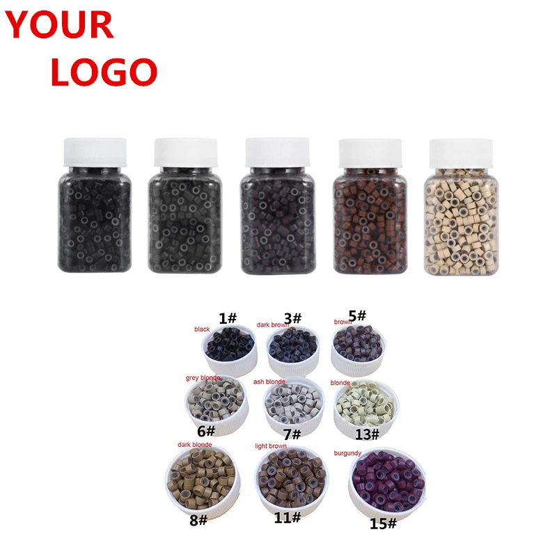 Оптовая продажа, высококачественное алюминиевое микро-кольцо 5,0 мм, силиконовая подкладка, бусины, трубка для наращивания волос