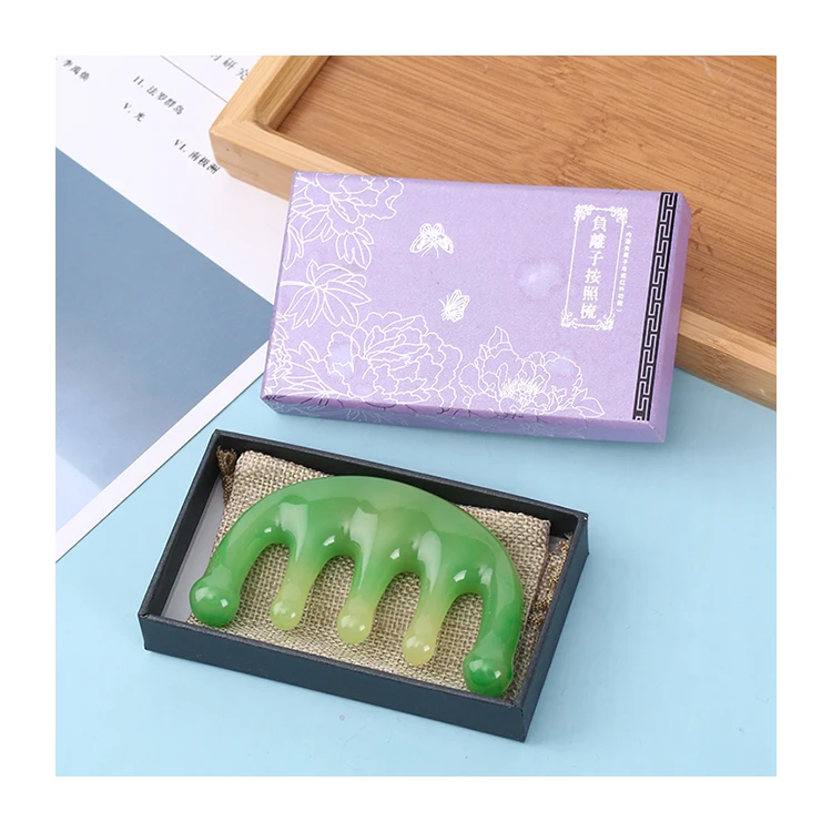 New Hot Selling Gua Sha Scraping Tool Hair Comb Easter Jade Roller Massage Facial Massager Jade Hair Massage Comb