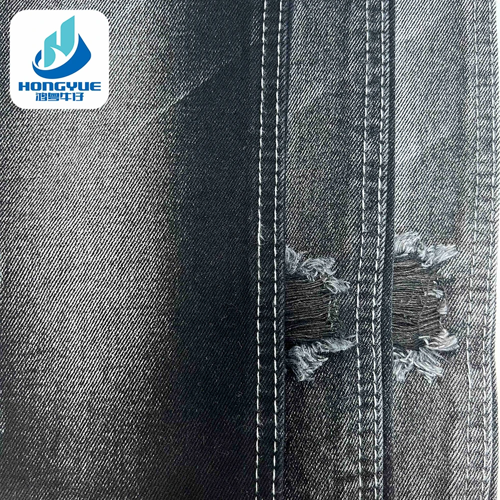 Solid Black Denim 12 oz Fabric 100% Cotton Jeans Raw Material Fabric With Heavy Black Japanese Denim Fabric