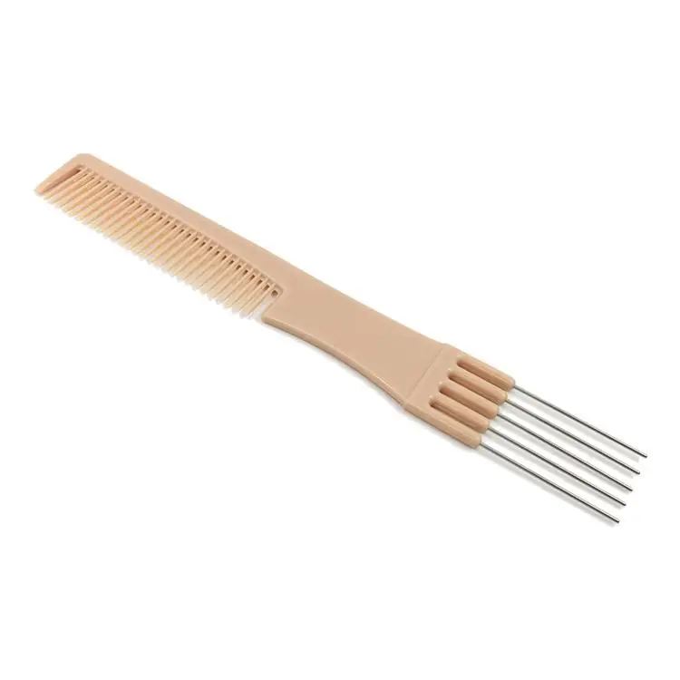 Barber Trimming Hair Dresser Spike Styling Flipside Pin Pick Teasing comb with metal teeth pronged tail