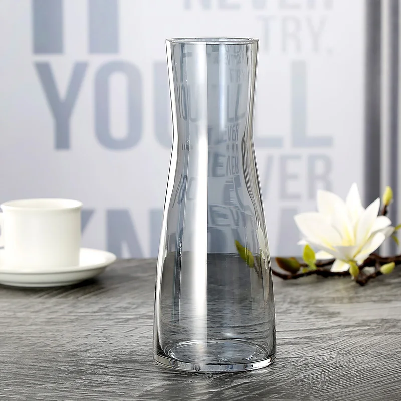 Clear Amber Gray Colorful Tall Large Glass Vase Flower Arrangement Table Centerpiece Living Room Dining Room Tabletop Glass Vase