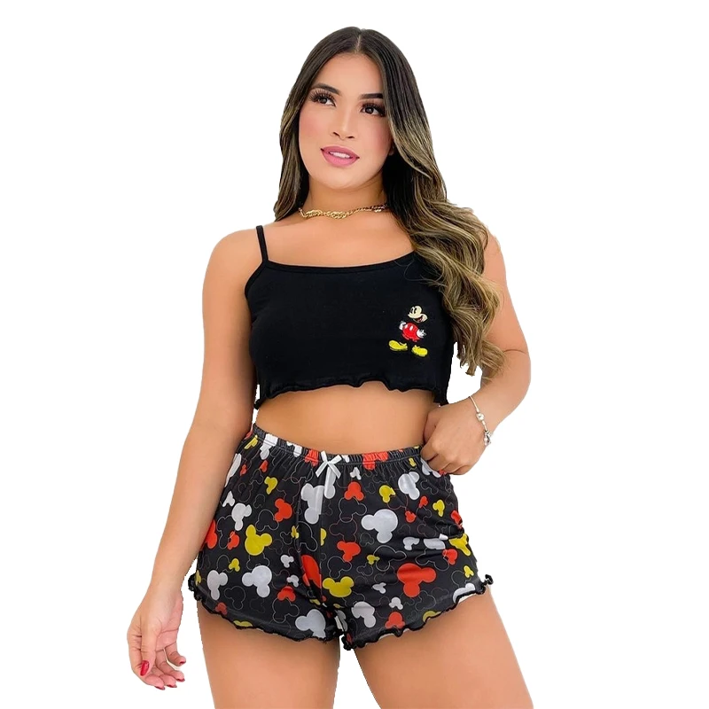 Wish Shop онлайн пижамы наборы на тонких бретельках ночные платья для девочек женские шорты машина цифровой печати круглый вырез