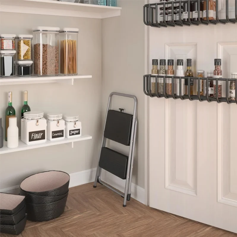 Wholesale Folding 2 Step Stool with Handrails Safety Anti-Slip Step Ladder Aluminum Widen Metal Foldable Ladder