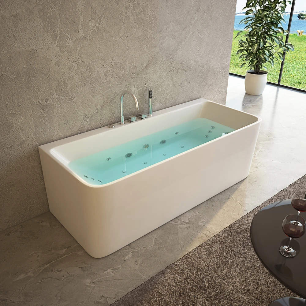 Bathtubs freestanding white acrylic bathtub price indoor hotel bathroom rectangular adult freestanding soaking whirlpool bathtub
