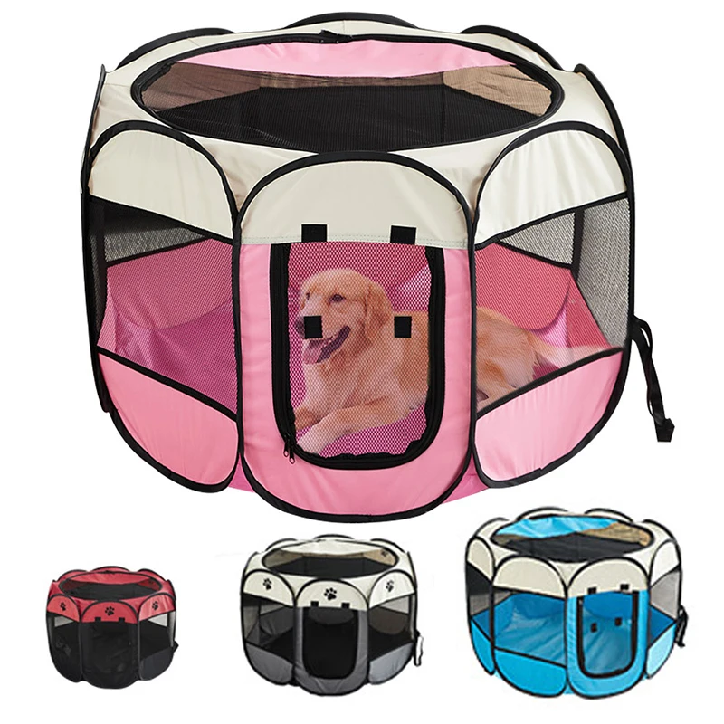 Portable Pet Playpen Dog Playpen Foldable Pet Exercise Pen Tents Dog Kennel House Playground for Puppy Cat Travel Camping Use