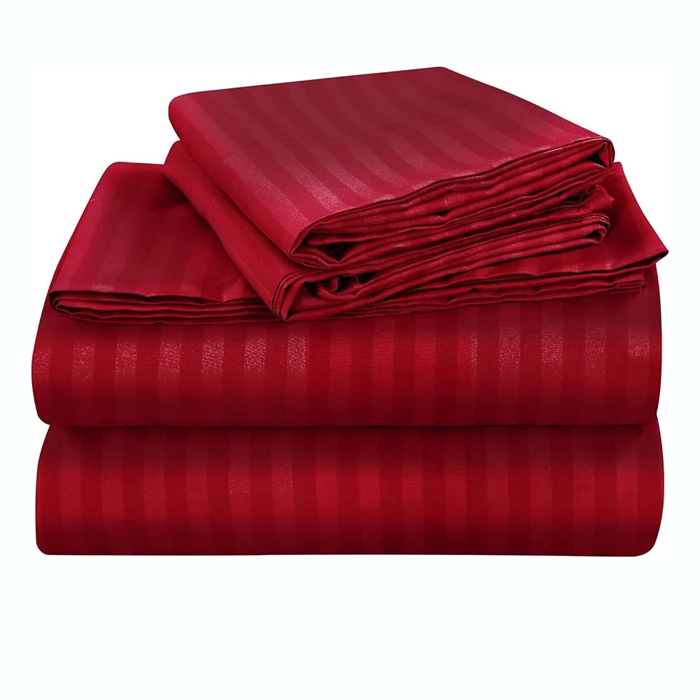 3CM Striped Bedsheet Sets Sabanas Sheets Microfiber Bed Sheet 4 piece Hotel 4 Pcs Bed Sheet Sets