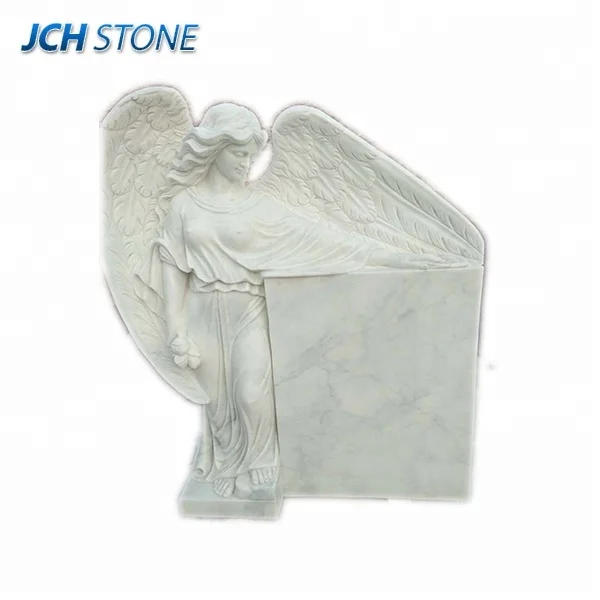 China white marble angel statue tombstone hand carved gravestone