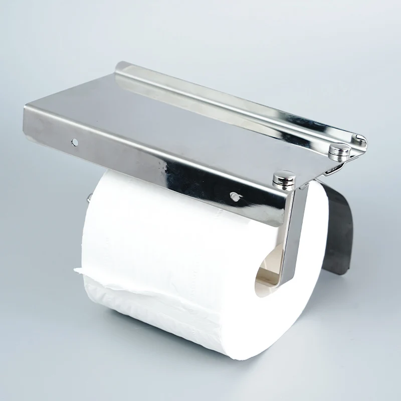 Bathroom Self-adhesive 3M Sticker Storage Holder Bamboo Wall Mounted Toilet Paper Holder with Storage