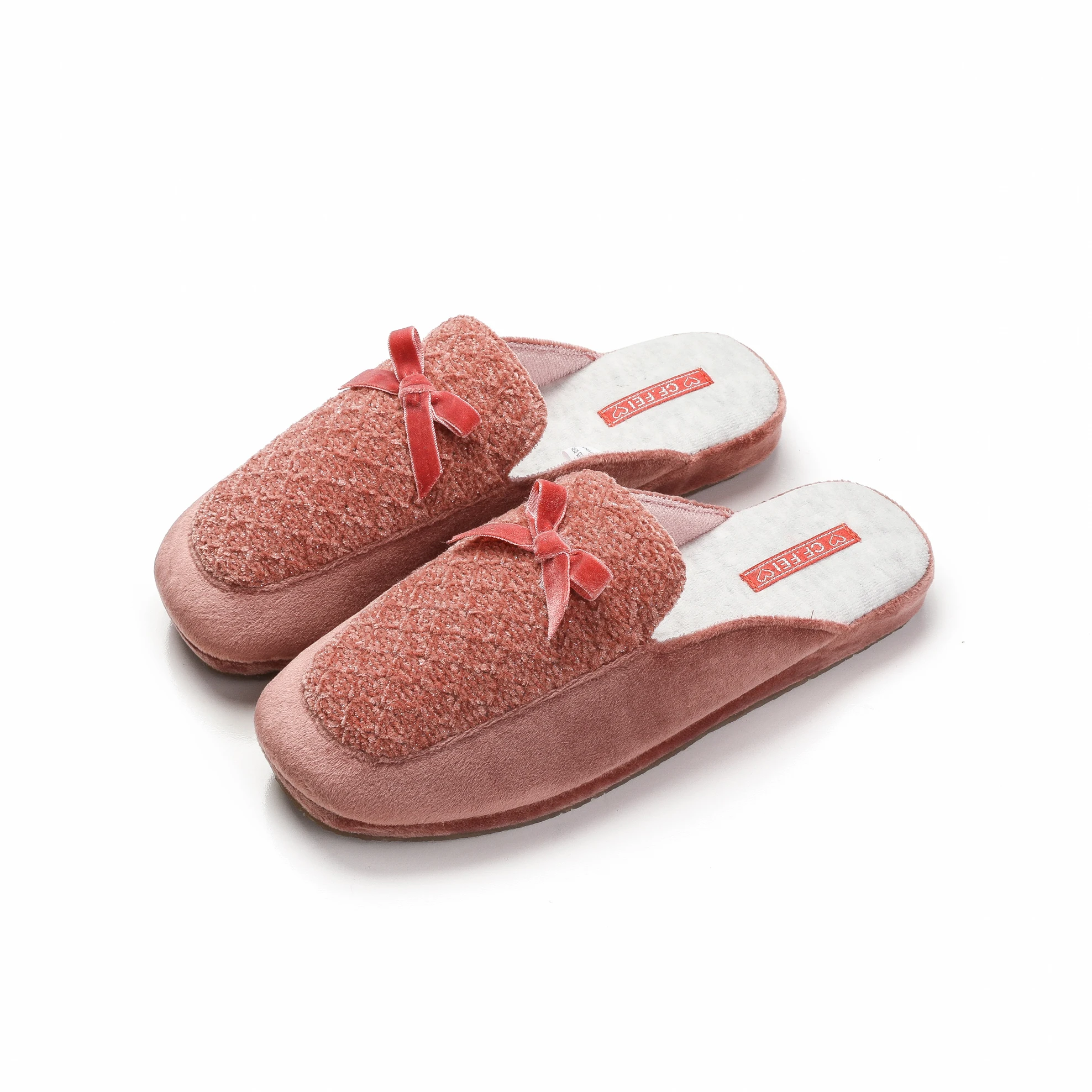 CORIFEI Ladies Fashion Fur Slides Slippers Fluffy House Wood Floor Cotton Slides