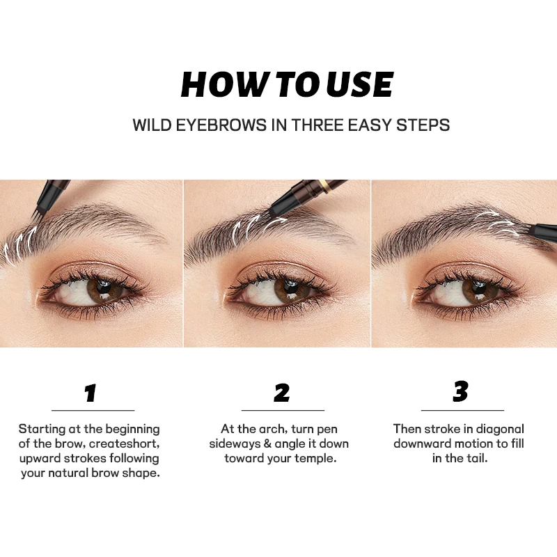 Free Sample Wholesale Private Label Eyebrow Pen Micro 4 Point Brow Pen Lift Snatch Eyebrow Eye Makeup Waterproof Natural Eyebrow
