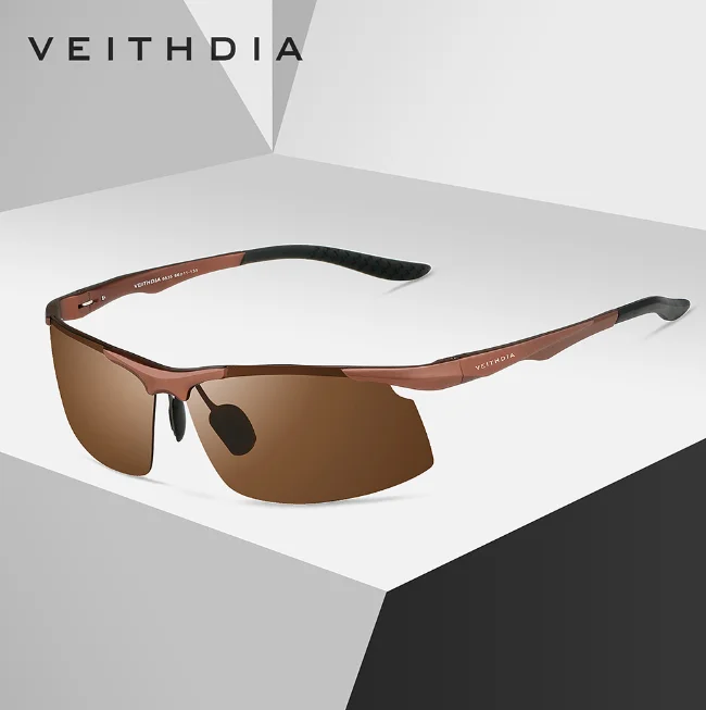 VEITHDIA Magnesium Aluminum Sunglasses Men Polarized Sun Glasses Rectangle Rimless Driving Fishing Sports Eyewear V6535