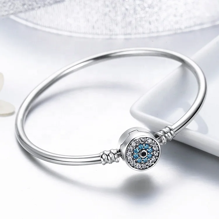 
Custom Jewelry Women Fashion Eye Design diy 925 sterling silver bangle beaded braclets 