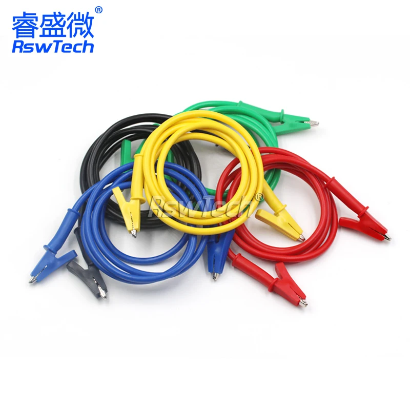 Double-ended alligator clamp wire Silicone wire withstand voltage 1500 current 10A length 1 m green (1 piece) Alligator Clips