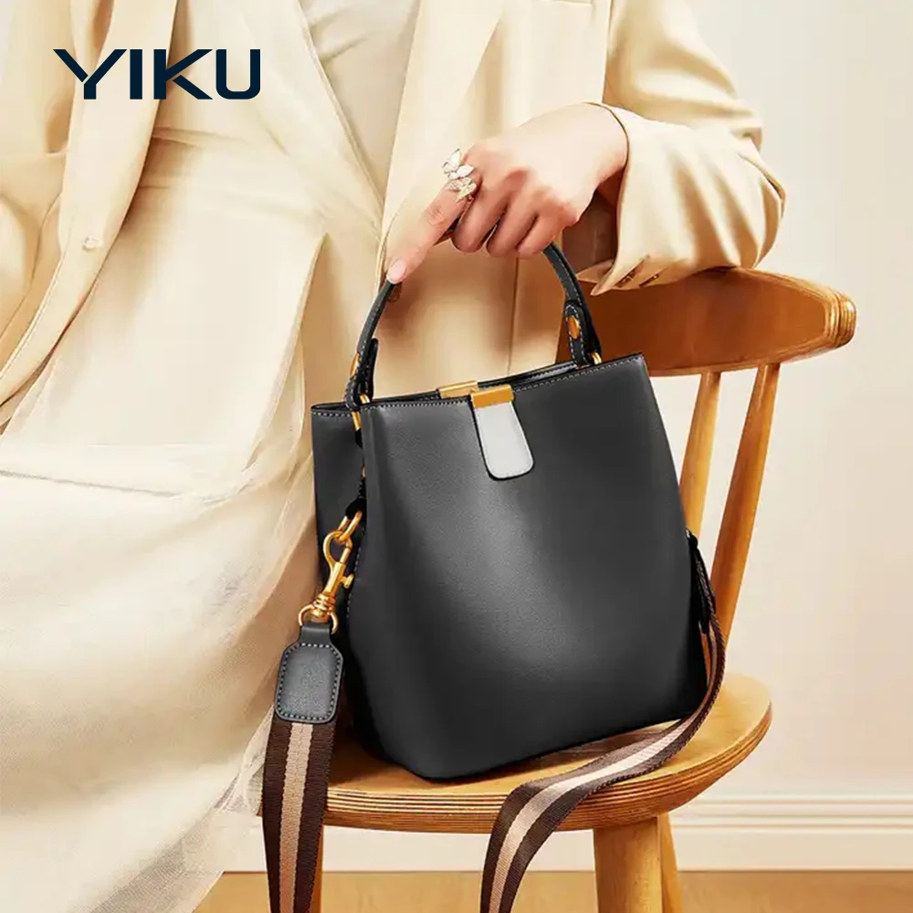 Factory Customized Vintage Pink Cowhide Leather Crossbody Bag Soft Genuine Leather Cross Body Shoulder Bucket Bag for Ladies